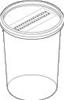 Vasi in plastica Microbox Round 140L, forma rotonda, PP trasparente, cap.1000 ml, dim.110x90x140 (LxLxH mm) per coltura tessuti vegetali, coperchio ermetico e striscia traspirante tipo "L" bianca, Sterili (180 coperchi + 180 vasi)  