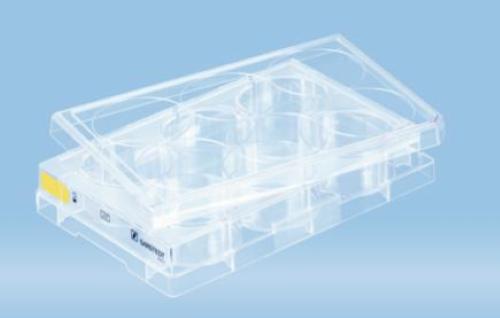 Piastre 6 pozzetti TC, polistirene (PS) trattato per colture cellulari in adesione sensibili, fondo piatto, sterili singolarmente, apirogene (50 pz)