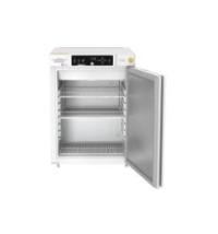 Frigorifero da laboratorio GRAM Biobasic RR210, capacità 125 litri, temp. +2°C +15°C, display digitale, sistema ventilazione forzata, porta in vetro, allarmi acustici e visivi, dim. 595 x 640 x 831 mm.