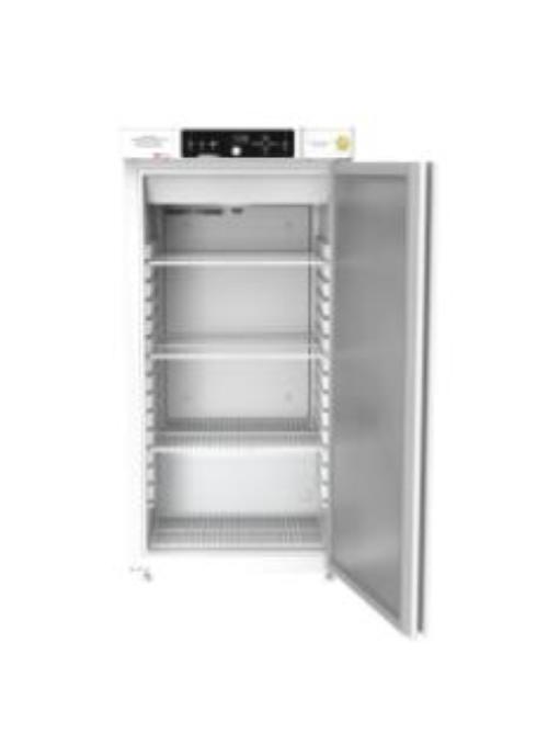 Frigorifero da laboratorio GRAM Biobasic RR310, capacità 218 litri, temp. +2°C +15°C, display digitale, sistema ventilazione forzata, porta piena, allarmi acustici e visivi, dim. 595 x 640 x 1220 mm.