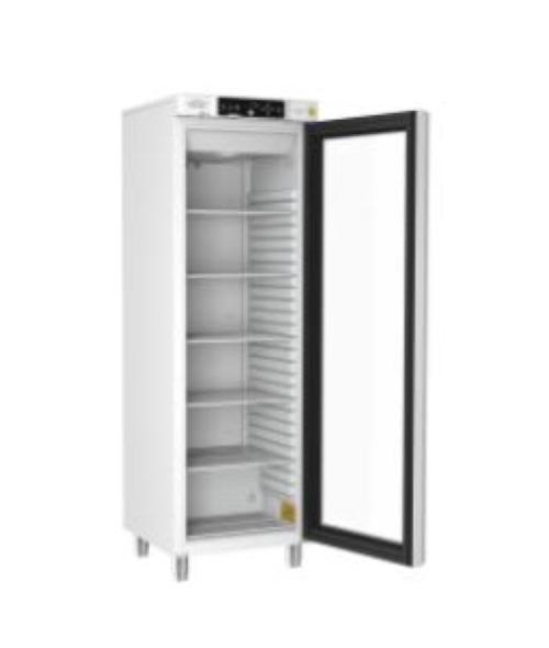 Frigorifero da laboratorio GRAM Biobasic RR410, capacità 346 litri, temp. +2°C +15°C, display digitale, sistema ventilazione forzata, porta in vetro, allarmi acustici e visivi, dim. 595 x 640 x 1876 mm.