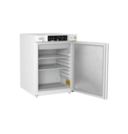 Congelatore verticale da laboratorio GRAM Biobasic RF210, capacità 125 Litri, temp. range -5°C -25°C, display digitale, allarmi acustici e visivi, porta cieca, 4 ripiani, sistema ventilazione, sbrinamento automatico, con ruote dim.595 x 640 x 1220 mm 