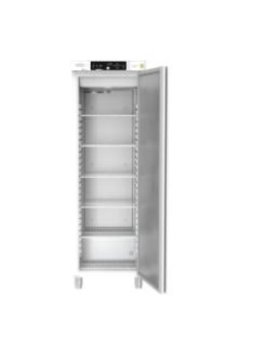 Frigorifero da laboratorio GRAM Biobasic RR410, capacità 346 litri, temp. +2°C +15°C, display digitale, sistema ventilazione forzata, porta in vetro, allarmi acustici e visivi, dim. 595 x 640 x 1876 mm.