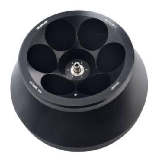 Rotore ad angolo fisso, 6 x 250 ml R-A6X250/10MI, velocita max. 10.000 rpm ( max 15.650 xg)