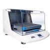 Agitatore da banco incubato a movimento orbitale mod. SKI8, ampio display LCD retroilluminato, velocità regolabile 40...300rpm, temperatura range +5°Camb...+60°C, piattaforma univesrale con supporto a molle dim.450x450mm, ampia cupola trasparente