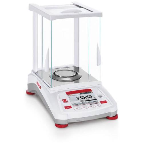 Bilancia analitica Semi-micro AX85, portata max. 82 g, risoluzione 0.00001 g, dimensione piatto 80 mm, regolazione automatica interna AutoCal, display touchscreen a colori da 4,3 con risoluzione grafica WQVGA a colori