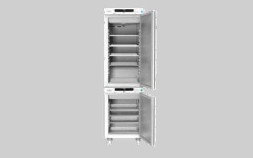 Frigorifero congelatore combinato da laboratorio GRAM BioCompact ll RR310/RF210 LG10, capacità 218 Lt (Frigo +2+15°C), 125 Lt (Congelatore -25°C), display digitale, porta cieca, acciaio verniciato bianco, ventilato, ripiani in acciaio forato
