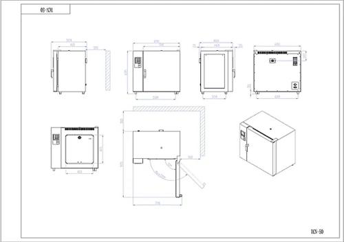 Stufa TCN 50 NEW a convezione naturale, vol. 50 Litri, Campo di lavoro: +5-+300°C, Display a LCD retroilluminato, Scarico dati e registrazione tramite chiave USB, 10 programmi memorizzabili, Allarmi visivi ed acustici