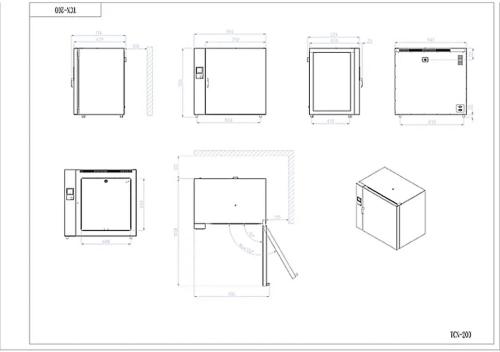 Stufa TCN 200 NEW a convezione naturale,vol.200 Litri, Campo di lavoro: +5-+300°C, Display a LCD retroilluminato, Scarico dati e registrazione tramite chiave USB, 10 programmi memorizzabili, Allarmi visivi ed acustici