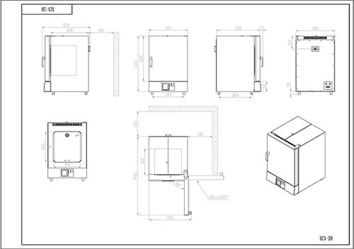 Stufa TCN 30 NEW a convezione naturale, vol. 30 Litri, Campo di lavoro: +5-+300°C, Display a LCD retroilluminato, Scarico dati e registrazione tramite chiave USB, 10 programmi memorizzabili, Allarmi visivi ed acustici