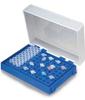 Portaprovette in polipropilene, 96 posti, per microprovette PCR 0,2 mL singole o strip (8 x 12), con coperchio, colore blu, autoclavabile (1 pz)