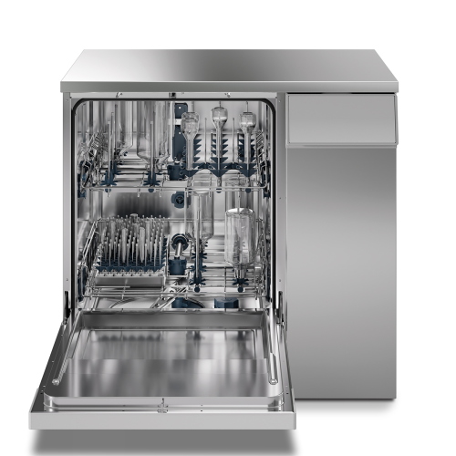 Lavavetrerie da laboratorio GWF29-S0-000, con sistema di asciugatura, con seconda pompa peristaltica, lavaggio fino a 95°C, porta a battente in acciaio, display LCD, 20 programmi disponibili + 20 customizzabili