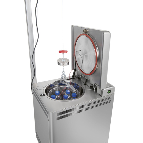 Autoclave verticale da laboratorio VLS60G, capacita 60 L, campo temperatura 60-136 °C, porta a battente in acciaio inox, display LCD, 20 programmi standard + 20 customizzabili