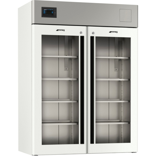 Frigorifero professionale Smeg Evolution FV140G2EVO, capacita 1400 L, range temperatura +2/+12 °C, con doppia porta in vetro, display touch screen LED, allarme sonoro e visuale