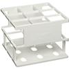 Portaprovette in plastica rigida ad alta resistenza, 9 posti, per provette Ø 30 mm (3 x 3), colore bianco, autoclavabile (1 pz)
