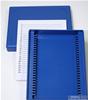 Scatola portavetrini, Polistirene antiurto (PS), 25 posti, colore blu, per vetrini 26x76mm, coperchio rigido, con scheda classificatore