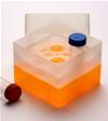 Scatola per congelamento, polipropilene (PP), 10 posti, per provette 50 mL, colore arancio, griglia interna rigida, coperchio trasparente, dim. 130 x 130 x 128 mm