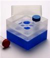Scatola per congelamento, polipropilene (PP), 10 posti, per provette 50 mL, colore blu, griglia interna rigida, coperchio trasparente, dim. 130 x 130 x 128 mm