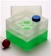 Scatola per congelamento, polipropilene (PP), 10 posti, per provette 50 mL, colore verde, griglia interna rigida, coperchio trasparente, dim. 130 x 130 x 128 mm