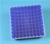 Scatola per congelamento, polipropilene (PP), 81 posti (9x9), per microprovette 1.5/2.0 mL, colore blu, griglia interna rigida alfanumerica, coperchio trasparente ad altezza variabile, dim. 130 x 130 x 45-53 mm