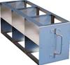 Supporto orizzontale in acciaio per scatole congelamento, 4x2 posizioni, 1 ripiano intermedio, con maniglia dim. est. 139x549x224 (int.109x2) mm (Lxpxh)