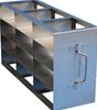 Supporto orizzontale in acciaio per scatole congelamento, 2x4 scatole h=53mm, con maniglia dim. est. 139x278x224 mm (Lxpxh)