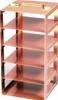 Supporto verticale in acciaio per scatole congelamento 5 ripiani h=53mm con maniglia dim. est. 138x138x281 mm (Lxpxh)