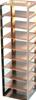 Supporto verticale in acciaio per scatole congelamento 9 ripiani h=53mm con maniglia dim. est. 138x138x501 mm (Lxpxh)
