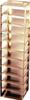 Supporto verticale in acciaio per scatole congelamento, 11 ripiani h=53mm, con maniglia dim. est. 138x138x611 mm (Lxpxh)