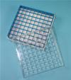 CryoBox - Scatola per congelamento in azoto liquido, policarbonato (PC), 81 posti (9x9), per cryovials 1.0/2.0 mL, colore blu, griglia interna rigida, coperchio trasparente con codici alfanumerici, dim. 133 x 133 x 52 mm