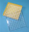 CryoBox - Scatola per congelamento in azoto liquido, policarbonato (PC), 81 posti (9x9), per cryovials 1.0/2.0 mL, colore giallo, griglia interna rigida, coperchio trasparente con codici alfanumerici, dim. 133 x 133 x 52 mm